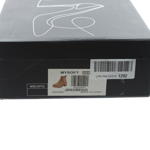 Women Boots Mysoft Women Chelsea‎ Block Heel Boots Size 8.5 Beige - Picture 7 of 8